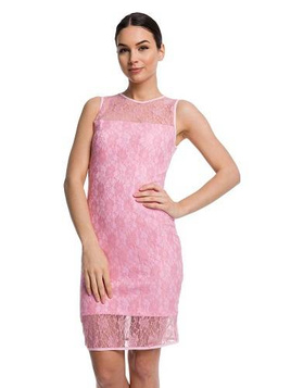 Fitted Lace Dress - Pink