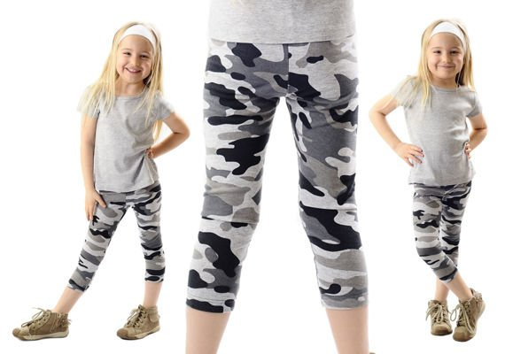 Children's leggings 3/4 camo gray