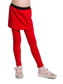 Long red leggings with skirt