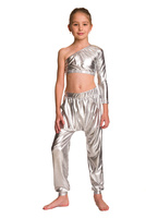 Children's metallic silver stage pants.