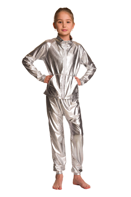 Children's metallic silver stage pants.