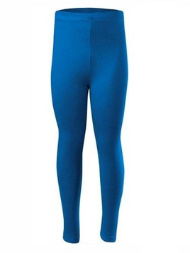 Sport leggings for women, men and children with long cotton blue legs.