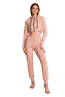 Short hooded sweatshirt for girls in powder pink, with large hood, children's size.