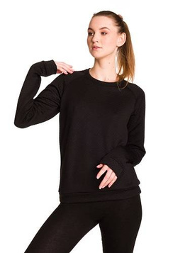 Women's Black Quilted Sports Sweatshirt without Hood