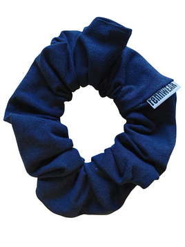 Cotton navy blue Sprunchie hair tie.