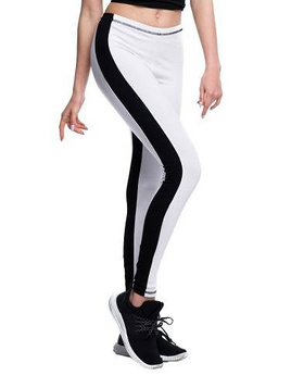 White leggings with black stripes - white black.