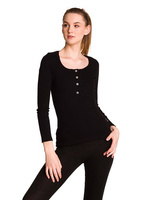 Women's cotton shirt with long sleeves, black stripe.