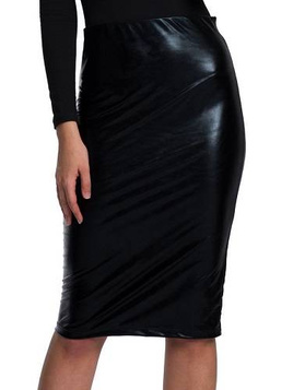 Black eco leather skirt.