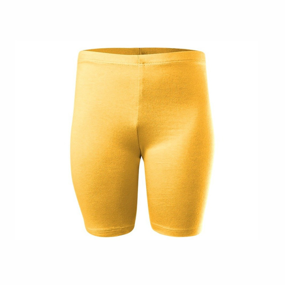 Short cotton yellow sports leggings for women, men, and children.