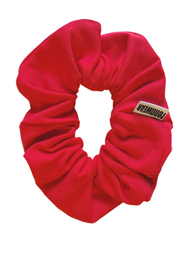 Red cotton Sprunchie hair tie.