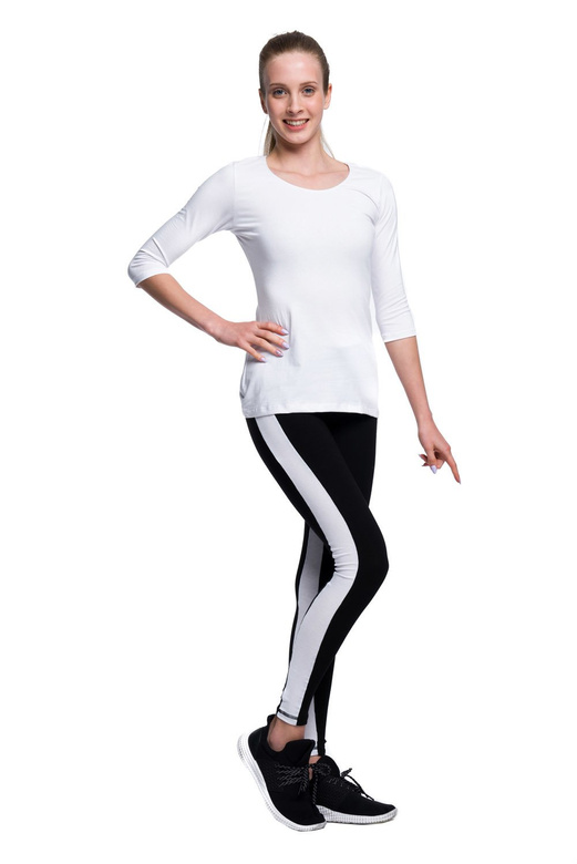 Black leggings with white stripes black white.