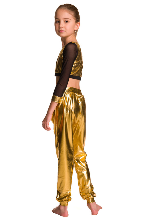 Children's Metallic Gold Performance Pants with Pumps