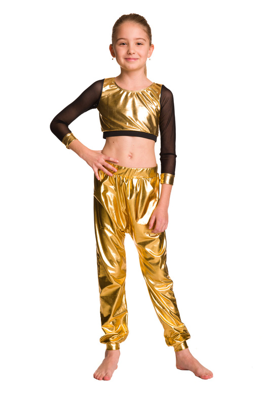 Children's Metallic Gold Performance Pants with Pumps