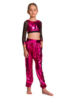 Metallic children's pants for a fusion performance.