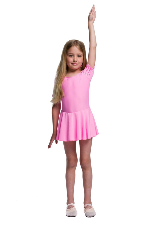 Short-skirted lycra pink body.