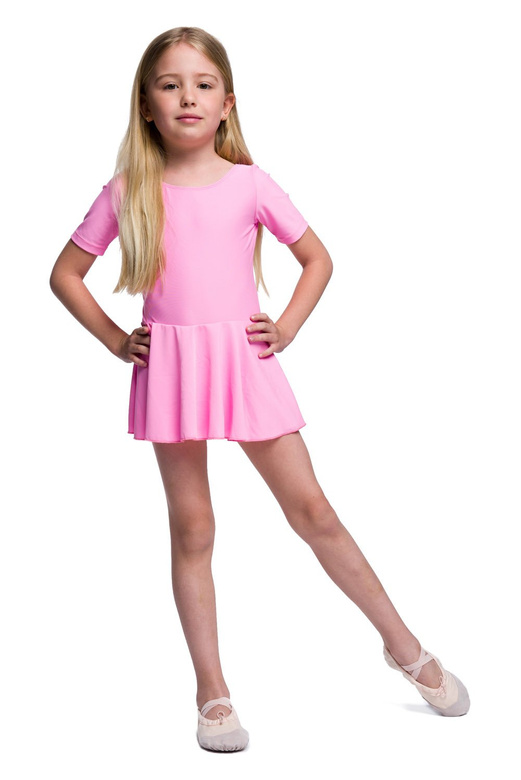 Short-skirted lycra pink body.