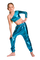 Turquoise Metallic Children's Dance Pants