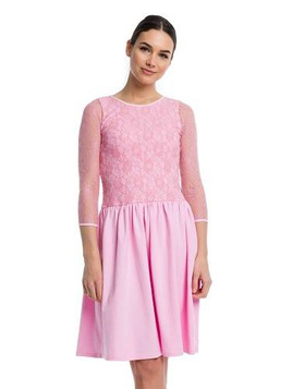 Flared lace dress - pink