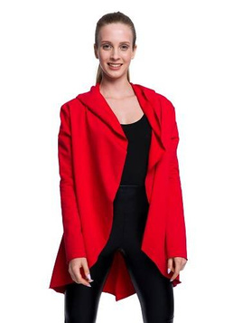 Red women's and children's cardigan.