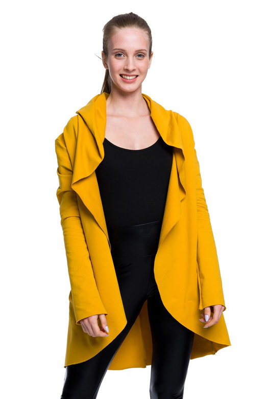 Women's and children's mustard cardigan.