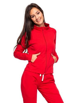 Sport sweatshirt with stand-up collar, zip and pockets red.