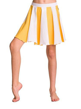 Full Circle Flared Skirt for Girls in White-Yellow Cotton ECO-LINE