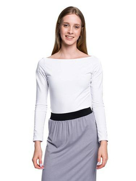 Body with boat neckline in white.