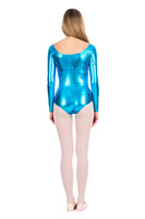 Metallic training gymnastic long sleeve body M100D turquoise.