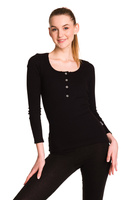 Women's cotton shirt with long sleeves, black stripe.