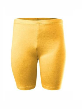 Short cotton yellow sports leggings for women, men, and children.