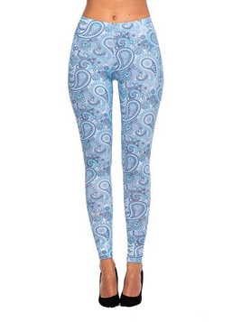 Legginsy Długie - Błękitny Paisley