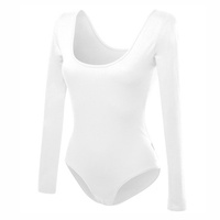 Women's slimming white long sleeve body suit.