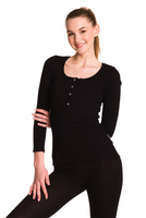 Women's cotton shirt with long sleeves, black stripe.