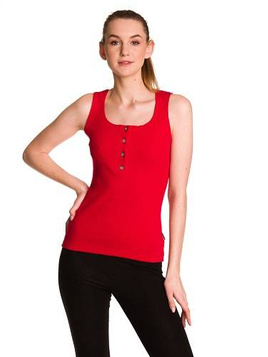 Women's red striped sleeveless cotton blouse