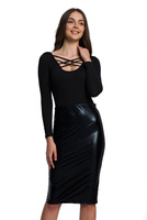 Black eco leather skirt.