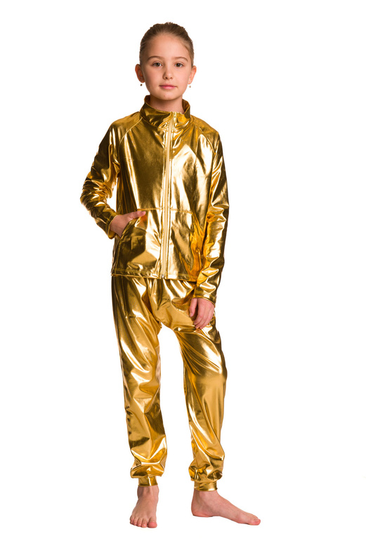 Children's Metallic Gold Performance Pants with Pumps