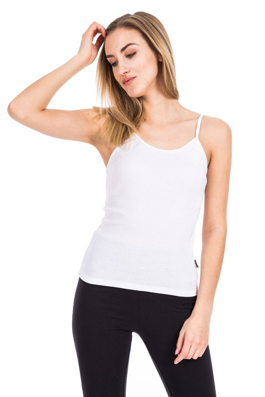 Cotton Tank Top with Thin Straps - White.