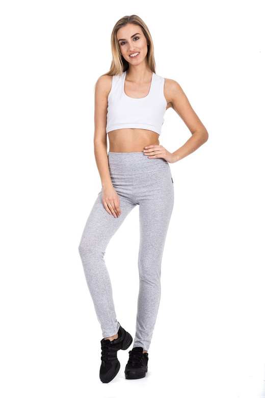 Women's high-waisted sports leggings - grey