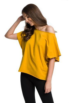 Bluzka T-shirt oversize musztardowy