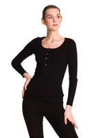 Women's cotton shirt with long sleeves, black stripe.