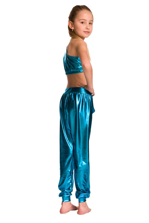 Turquoise Metallic Children's Dance Pants